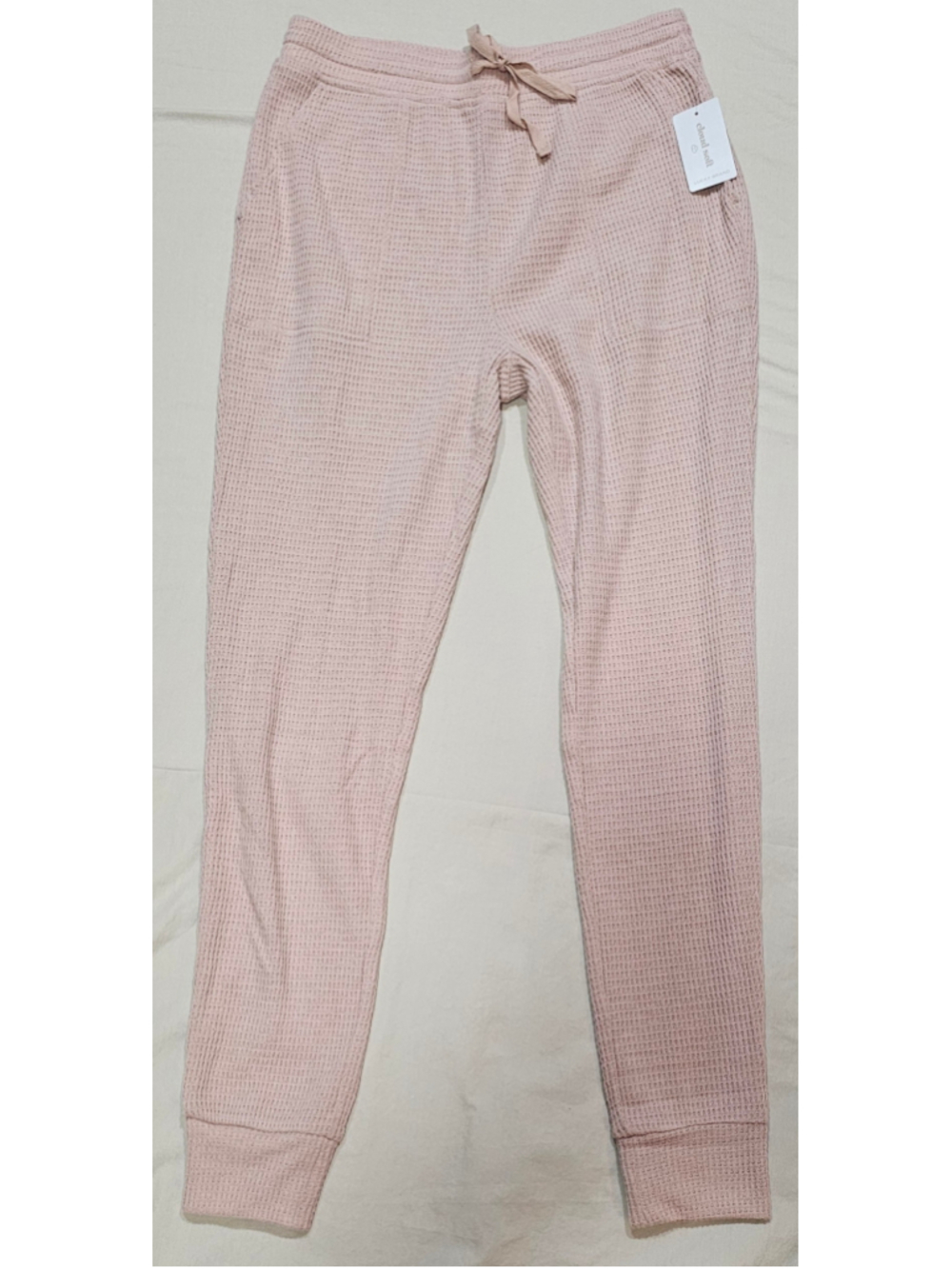 Lucky Brand Women Cloud Soft Lounge Pants Small Pink Ribbed Knit